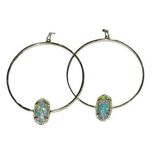Kendra Scott Gold Elora Hoop Earrings with Iridescent Oval Stone